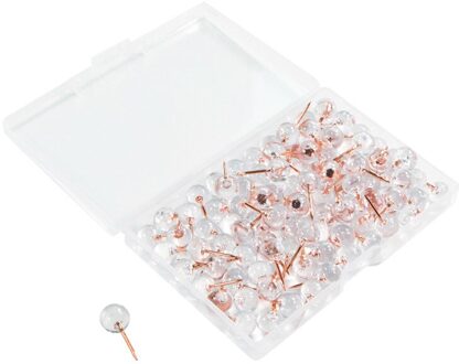 100Pcs Rose Gold Push Pins Punaises Transparante Plastic Ronde Head Kaart Kopspijkers Voor Opknoping Foto 'S Posters Documenten Muur Kaarten