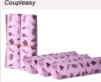 100Pcs Roze Paars Poly Mailers Grote Plastic Koerier Zak Zwart Print Mailing Zakken Thicken Opbergtas 27x3 5cm/32x41cm 32x41cm x 4cm