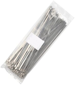 100Pcs Rvs Metalen Kabelbinders Tie Zip Wrap Uitlaat Warmte Bandjes Inductie Pijp 350mm 100stk