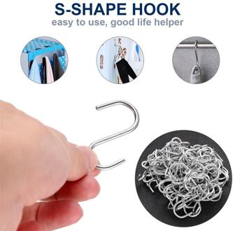100pcs Rvs S Vormige Haken Keuken Lepel Pan Pot Gebruiksvoorwerpen Hangers Sluiting Over de Deur Kast Kleding Rack tool