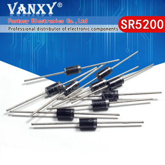 100PCS SB5200 SR5200 Schottky Barrier Rectifier Diode 5A 200V DO-201AD/DO-27