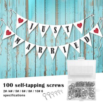 100Pcs Schroef Haken Plafond Haken Haak Schroeven En Oog Schroef Set 6 Verschillende Maten Metalen Eye Schroeven HG99