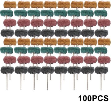 100Pcs Schuursponsje Borstel Nylon Schurende Borstel Fiber Slijpen Schuren Hoofd Buffing Polijstschijf Voor Dremel Accessoires Gereedschap