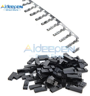 100Pcs/set 1 Pin 2 Pin 2.54mm Male/Female Dupont Jumper Wire Cable Connector Terminal With Black Plastic Housing Case Shell Box