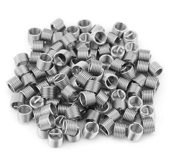 100Pcs Stainless Steel Coiled Wire Helical Screw Bushing Sleeve Set Thread Inserts M6x1.0x1.5D Self Tapping Thread Repair Tools