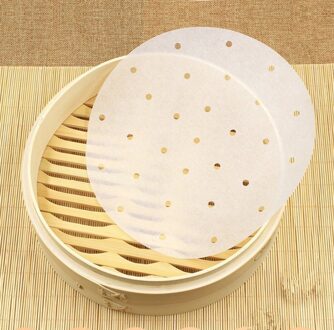 100Pcs Stoomboot Liners Ronde Wegwerp Geperforeerd Papier Bamboe Steamer Papier Liners Lucht Friteuse Dampende Mat Bakken Koken Tools