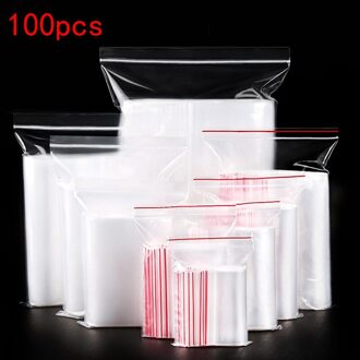 100Pcs Transparante Ziplock Zak Herbruikbare Transparante Sieraden/Voedsel Opbergtas Keuken Zak Transparant Rits Zak 10x15cm 100stk