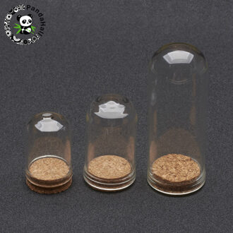 100Pcs Transparnet Glazen Kolom Flessen Clear Bell Vorm Met Tampions Voor Sieraden Verpakking, Decoratie Potten 71.5x28mm