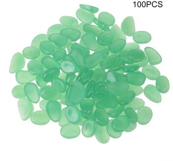 100Pcs Tuin Steentjes Glow Stones Rocks Voor Loopbruggen Path Lawn Yard Decor Kunstmatige Lichtgevende Kiezel Lichtgevende Stenen groen