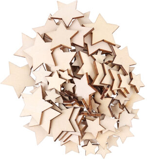 100Pcs Unfinished Houten Sterren Diverse Maat Uitsparing Schijven Voor Arts Ambachten Diy Decoratie Verjaardag Bruiloft Display Decor