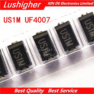 100pcs US1M HER107 UF4007 1A 1000V SMA Rectifier Diode