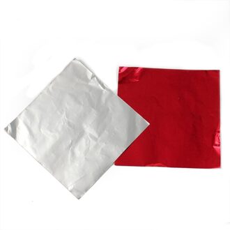 100Pcs Vierkante Snoep Pakket Folie Papier Chocolade Lolly Folie Wrappers Party Diy Embossing Verpakking Papier rood