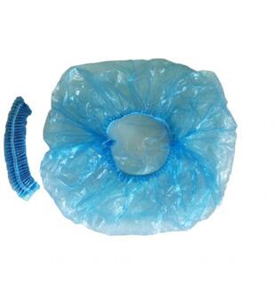 100Pcs Vrouwen Wegwerp Transparante Douche Haar Salon Spa Cap Beschermende Hoed Anti-stof Beschermende Cap Douche Cap Haar dye Cap Blauw