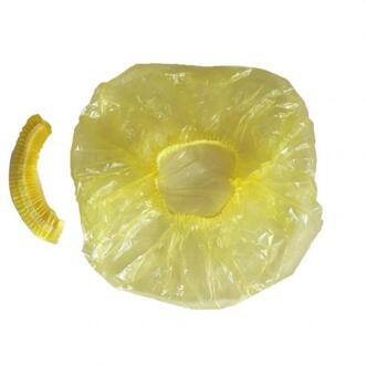 100Pcs Vrouwen Wegwerp Transparante Douche Haar Salon Spa Cap Beschermende Hoed Anti-stof Beschermende Cap Douche Cap Haar dye Cap geel
