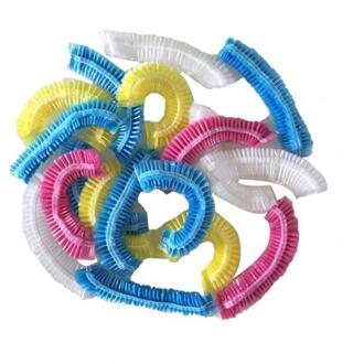 100Pcs Vrouwen Wegwerp Transparante Douche Haar Salon Spa Cap Beschermende Hoed Anti-stof Beschermende Cap Douche Cap Haar dye Cap mix kleur