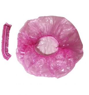 100Pcs Vrouwen Wegwerp Transparante Douche Haar Salon Spa Cap Beschermende Hoed Anti-stof Beschermende Cap Douche Cap Haar dye Cap Roze
