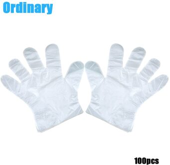 100Pcs Wegwerp Voedsel Prep Handschoenen Plastic Food Grade Transparante Veilig Handschoenen Voor Koken Eten Handling Keuken Bbq Tb S gewoon