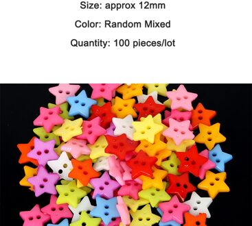 100Pcs Willekeurige Gemengde Kleur 2-Gaten Ster Plastic Knoppen Voor Kleding Decor Naaien Scrapbooking Home Kledingstuk Handgemaakte Ambachten 11Mm