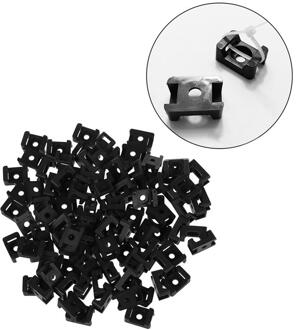 100Pcs Zwart Breedte Kabelbinder Zadel Type Mount Base Draad Houder Usb Opladen Data Lijn Kabelhaspel Universele