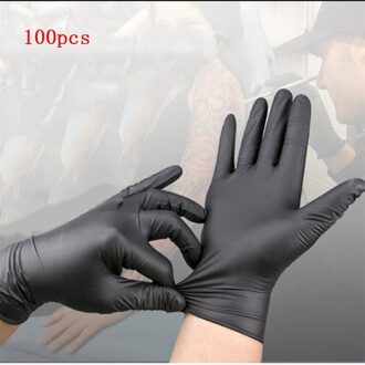 100Pcs Zwarte Handschoenen Wegwerp Permanente Tattoo Handschoenen Tattoo Latex Handschoenen Tattoo Accessoires Multifunctionele Nitril Handschoenen # G2