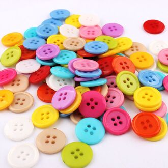 100pcs4 Gaten Knoppen Gemengde Grootte En Kleur Ronde Resin Naaien Knop Voor Scrapbooking Craft Mode Accessoires 9x9mm