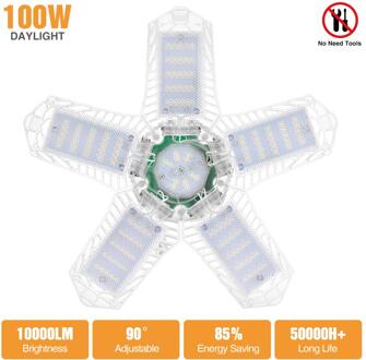 100W 180W Led Garage Licht 5 Blad Vervorming Fan Plafondlamp E26 Industriële Lamp Voor Workshop Magazijn 85-265V 1stk 100w