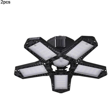 100W Led Garage Licht 5 Blad Vervorming Fan Plafondlamp E26 Verstelbare Hoek Industriële Lamp Voor Workshop Magazijn 85-265V 2stk zwart 80w
