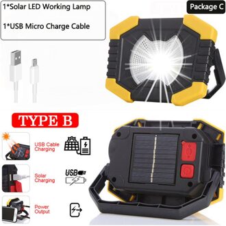 100W Led Zaklamp Solar Verlichting Lamp Spotlight 180 Graden Verstelbare Lantaarns Oplaadbare Camping Lamp Ingebouwde Batterij Package C