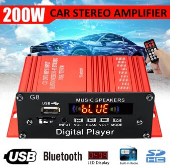 100W + 100W 12V 2CH Auto Audio Versterker Hifi Audio Eindversterker Bluetooth Stereo Versterker Fm Radio usb W/Afstandsbediening