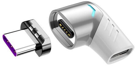 100W Usb C Magneet Type C Magnetische Adapter Voor Pro Matebook Snel Opladen Type-C Poort Laptop charger USB-C Datakabel Adapter grijs