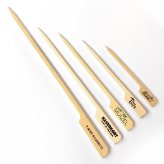 100x bamboe prikkers met logo (100 st) drukken