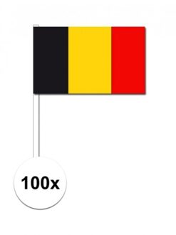 100x Belgische zwaaivlaggetjes 12 x 24 cm