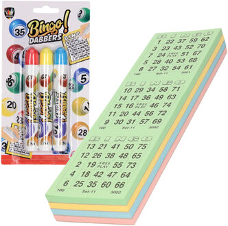 100x Bingokaarten nummers 1-75 inclusief 3x bingostiften