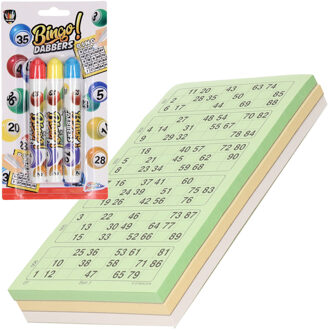 100x Bingokaarten nummers 1-90 inclusief 3x bingostiften