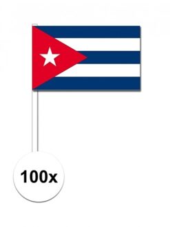 100x Cubaanse zwaaivlaggetjes 12 x 24 cm