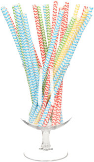 100x Duurzame papieren drinkrietjes gekleurd 20 cm