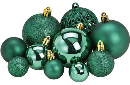 100x Emerald groene kunststof kerstballen 3/4/6 cm - Kerstbal