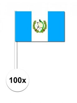 100x Guatemalaanse zwaaivlaggetjes 12 x 24 cm
