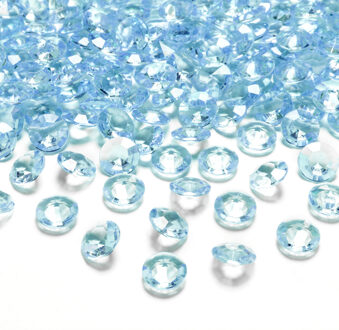 100x Hobby/decoratie turquoise blauwe diamantjes/steentjes 12 mm/1,2 cm - Kleine kunststof edelstenen turquoise/turkoois blauw - Hobbymateriaal - DIY knutselen - Feestversiering/feestdecoratie plastic tafeldecoratie stenen