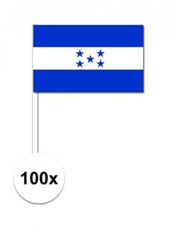 100x Honduras decoratie papieren zwaaivlaggetjes