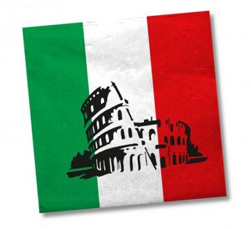 100x Italiaanse vlag/Italie feest servetten 33 x 33 cm - Feestservetten Multikleur