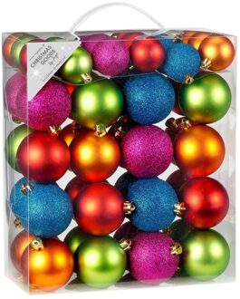 100x Kunststof gekleurde kerstballen pakket 4 en 6 cm - Kerstbal Multikleur