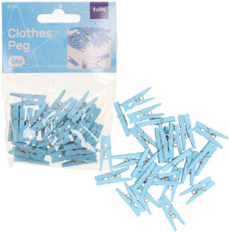 100x mini knijpers blauw - 2 cm - Geboorte jongen knijpertjes - Kaartjes ophangen kleine knijpertjes