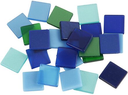 100x Mozaiek tegels kunsthars groen/blauw 10 x 10 mm - Mozaiektegel Multikleur