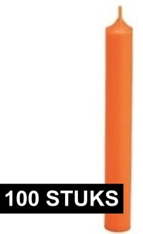 100x Oranje dinerkaarsen 18 cm - Tafel diner kaarsen - Woondecoratie/Woonaccessoires