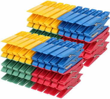 100x Plastic knijpers gekleurd 7 cm - Knijpers Multikleur