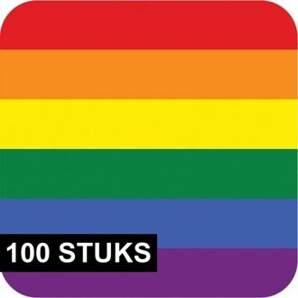 100x Regenboog thema bierviltjes - Bierfiltjes Multikleur