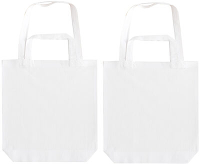 100x stuks canvas tas met dubbel hengsel - wit - 38 x 42 cm- katoen - boodschappen draagtas/shopper