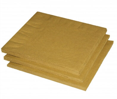 100x stuks Gouden papieren servetten 33x33 cm - Feestservetten Goudkleurig