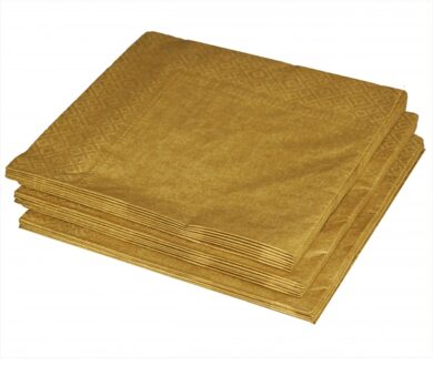 100x stuks gouden servetten 33 x 33 cm
